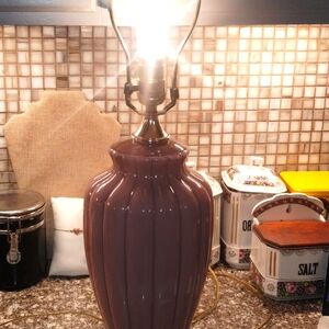 Vintage dusty rose glass table lamp